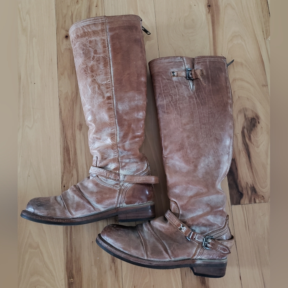 Freebird by Steven White Washed Leather Heeled Boots